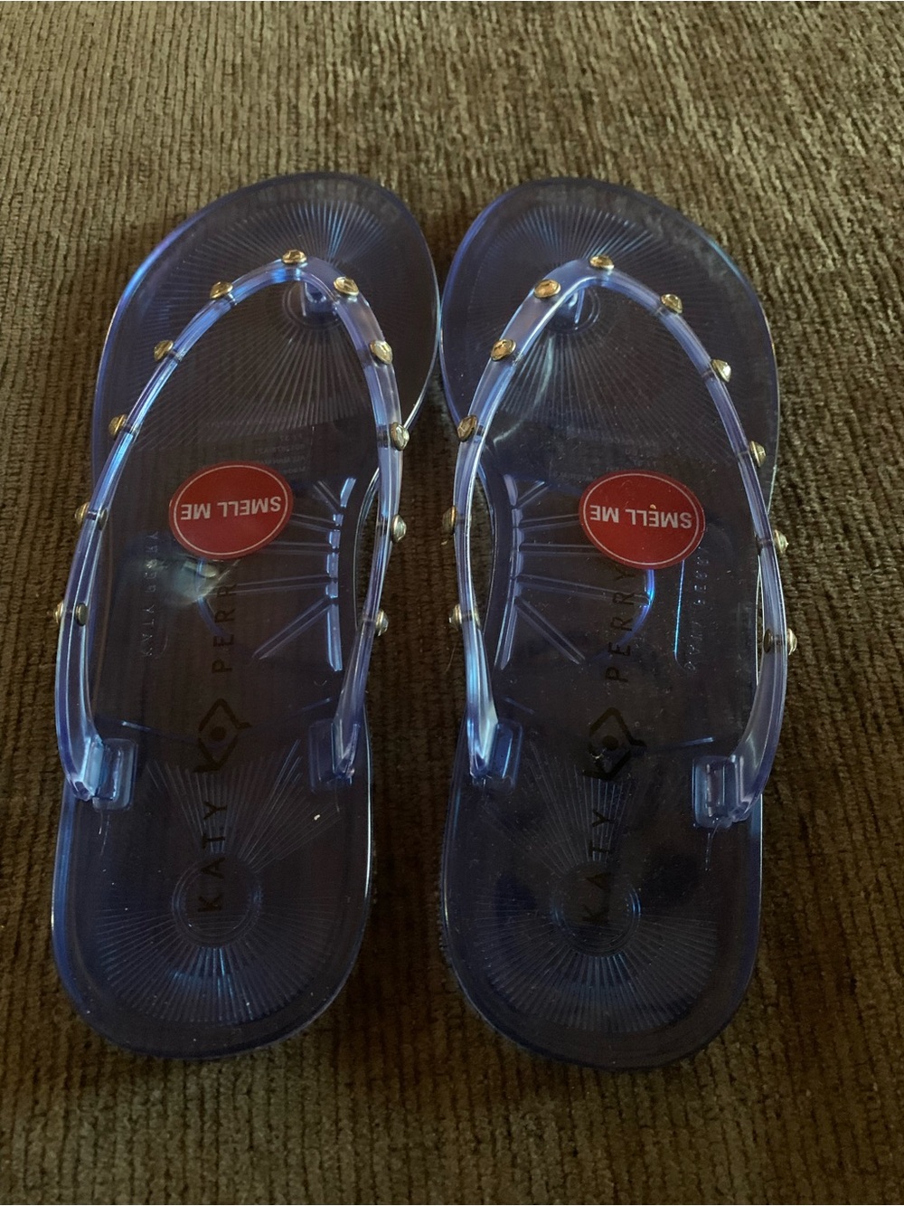 Katy Perry Clear Blue Jelly Stud Thong Sandals - Picture 5 of 7